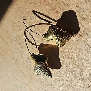Brass Seashell Dangle Earrings